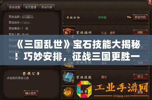 《三國亂世》寶石技能大揭秘！巧妙安排，征戰三國更勝一籌！