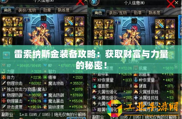 雷索納斯金裝備攻略：獲取財富與力量的秘密！