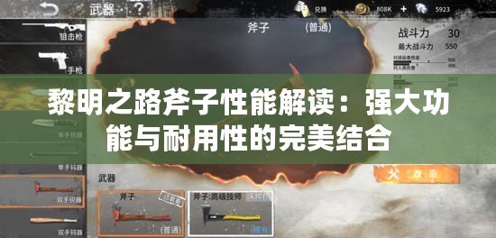 黎明之路斧子性能解讀：強大功能與耐用性的完美結合